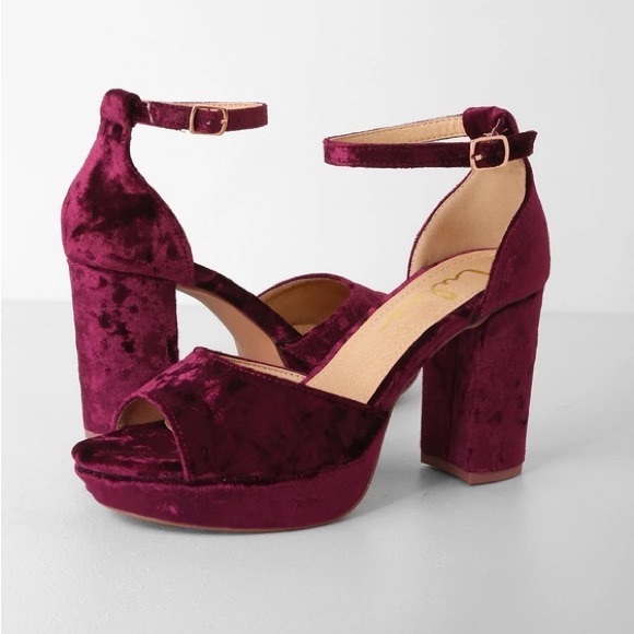 Lulu's Shoes Lulus Reegan Wine Crushed Velvet Platform Heels Poshmark